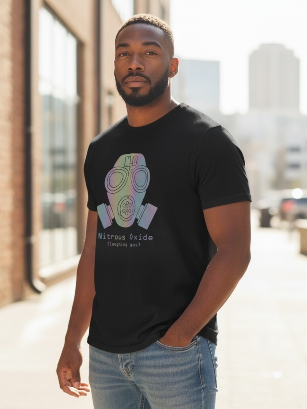 Solid Basics Nitrous Oxide Laughing Gas Graphic T-Shirt Black Men’s Large